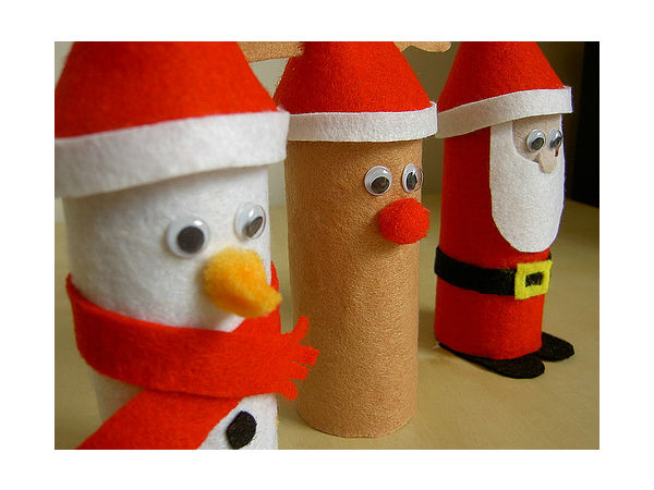 Enfeites de Natal com rolo de papel higiênico - Enfeites de Natal com rolo de papel higiênico -