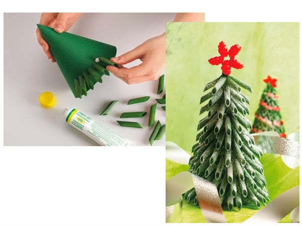 Árvore de Natal feita de macarrão passo 2 - Árvore de Natal feita de macarrão passo 2 -