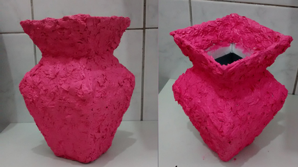 artesanato de caixa de leite vaso pink
