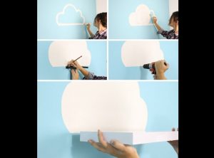 prateleira para quarto de bebe nuvem