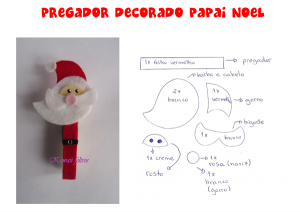 papai noel feltro no prendedor