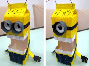 artesanato de caixa de leite minion