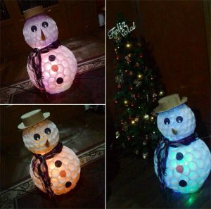 boneco de neve com luz